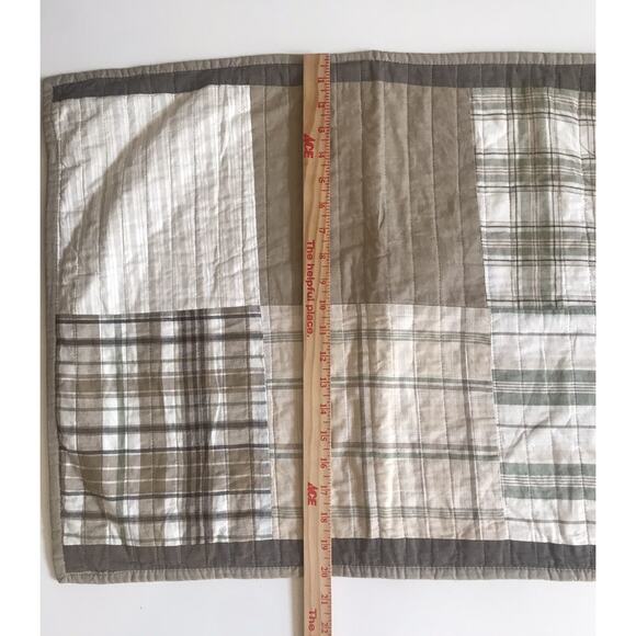 2 NAUTICA Standard Pillow Shams Madras Patchwork Plaid Neutral Beige Quilted - Picture 6 of 7